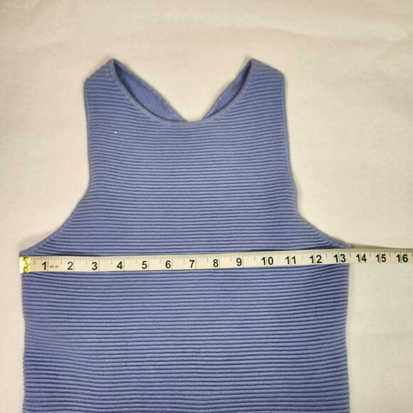 Abercrombie & Fitch Scuba Cross-Back Elevated Ribbed Knit Dress Small Light Blue - Picture 3 of 7